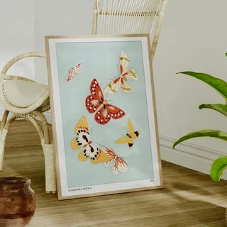Quadro Decorativo Moldura Borboletas Azul Butterfly Moderno decoração sala quarto