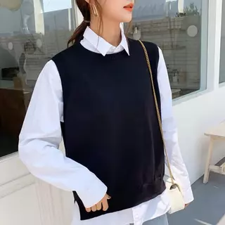 Colete Feminino Tricot Fang Outono Inverno Tricô Pullover Moda Blogueira