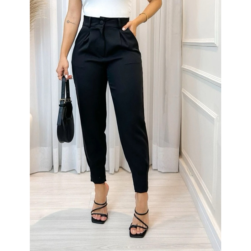 Calça Feminina Alfaiataria Jogger Social Básica | Shopee Brasil