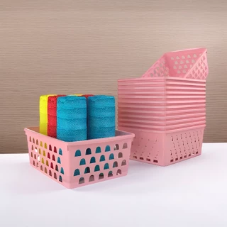 Kit 10 Cestos Organizadores Multiuso 16x12x6Cm Rosa
