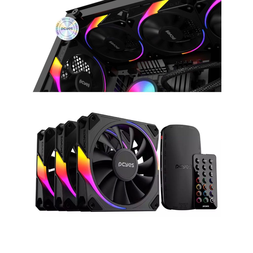 Kit 3 Fan Cooler Argb 120mm + Controladora Pcyes Sangue Frio
