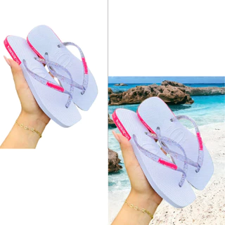 Kit 2 Pares de Chinelo Feminino Adulto Chinelo Feminino Brilhante Bico Quadrado Casual Cores Variadas Promoção