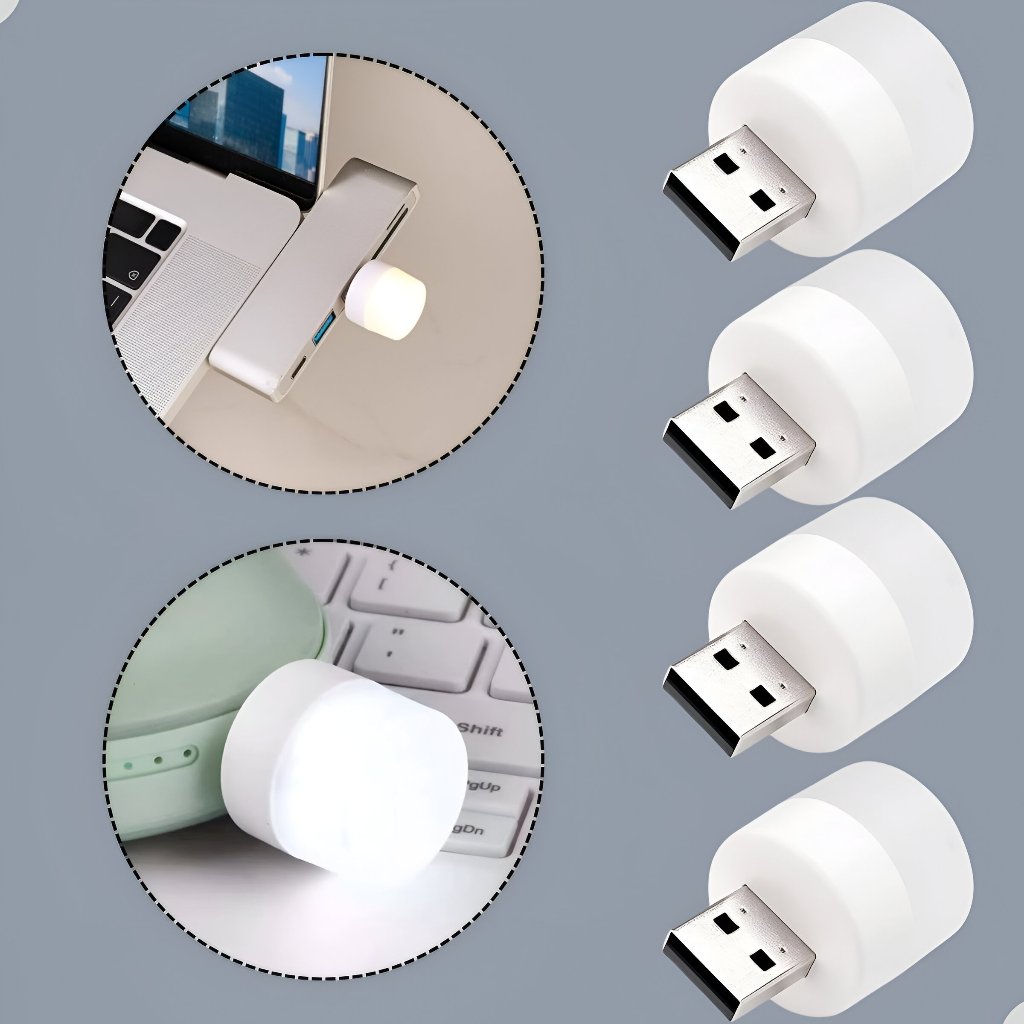 USB Lâmpada LED Portátil Mini KIT COM 4 LEDs Noite Luz Redonda Pequena ...