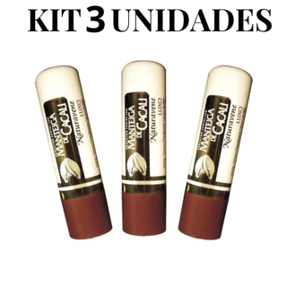Kit 3 unidade Protetor Labial Manteiga de Cacau Luxo