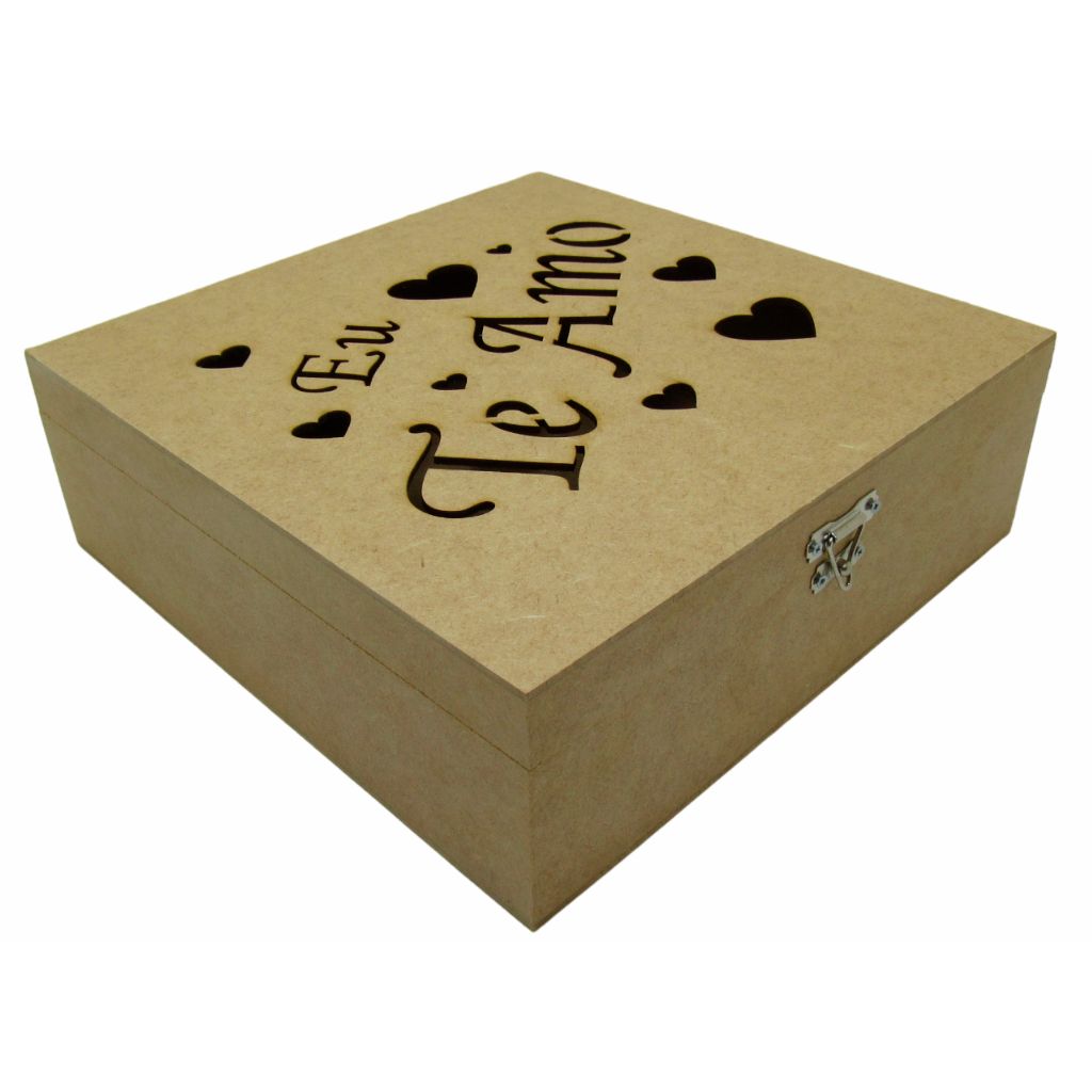 Caixa Organizadora Presente Decoração Eu Te Amo 25x25x8 Cm