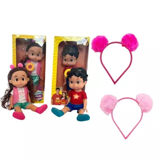 Kit Bonecos Maria Clara e JP 30Cm Musical Com Tiara Maria Clara