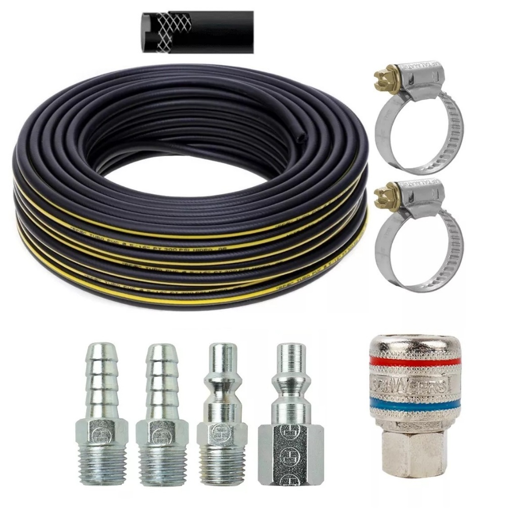 Kit 20m Mangueira De Ar P/compressor Schulz + Engate E Pinos