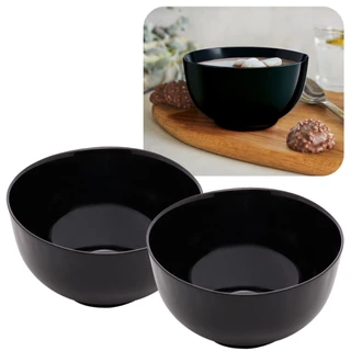 Jogo 2 Bowls De Vidro Opalino Diwali 700ml 14cm Preto Lyor