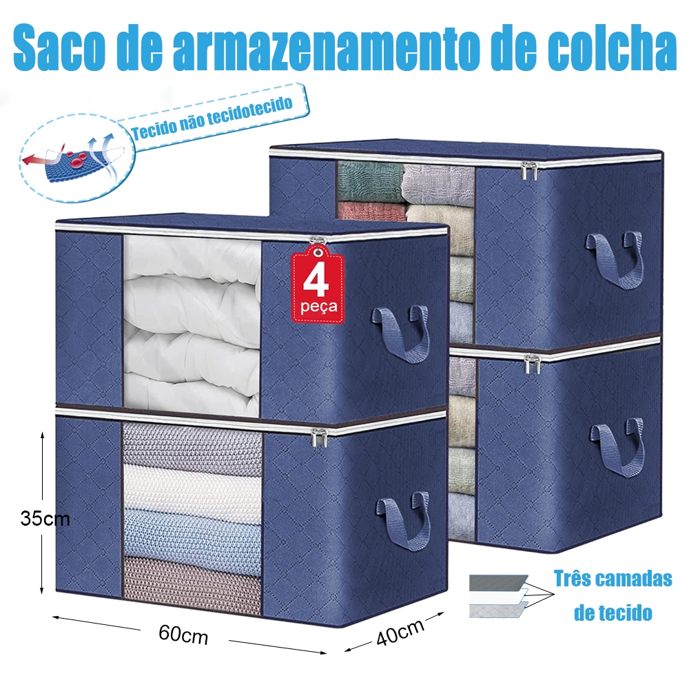 4Peça Caixas Organizadoras de Roupas Calçados Cobertas TNT Com Tampa Ecológico Anti-Poeira Multiuso