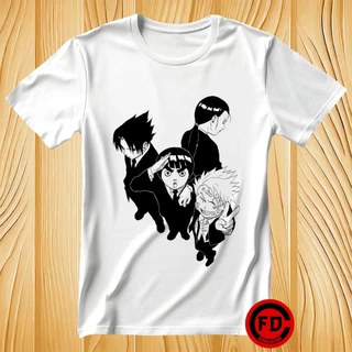 Camiseta Anime Naruto Clássico Naruto Uzumaki Rock Lee Sasuke Uchiha e Neji Hyuga Unissex