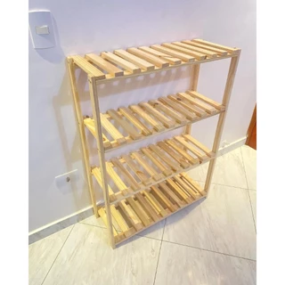 Estante Com 4 Prateleiras De Em Madeira Pinus Moderna 100x70