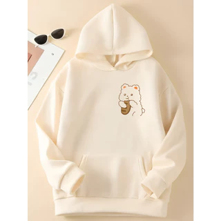 Moletom Básica Canguru Feminino Ursinho Fofo Blusa Feminina Manga Longa Ocasional