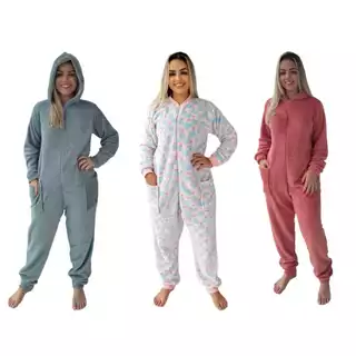 Macacão Pijama Longo Peluciado Kigurumi Adulto