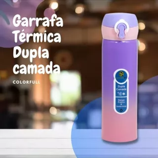 Garrafa Squeeze Térmica Aço Inox 400 ml Portátil Com Tampa E Sistema de Trava