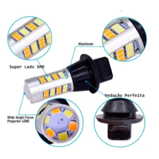 Lâmpada led drl com seta o laranja luz diurna lanterna led Ba15s 1156 P21w 1 Polo Branco O PAR