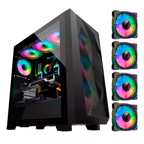 Gabinete Gamer E-ATX COM 4 Fans Cooler Rgb Lateral em vidro Gb1770 Hayom