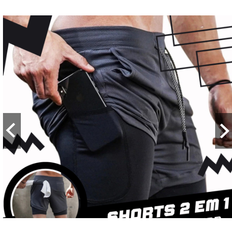 shorts 2 em 1 academia e treino sport fit dry fit com elastano com proteçao uv - ENVIO EM 24HORAS PARA TODO BRASIL