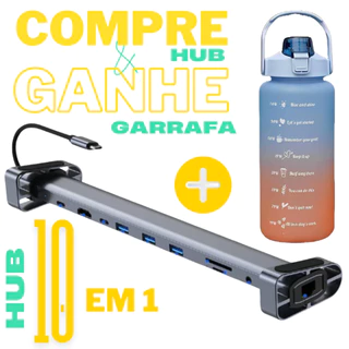 Hub 10 em 1 Estação Usb Tipo C + Garrafa 2 Litros ( Cor Aleatória )