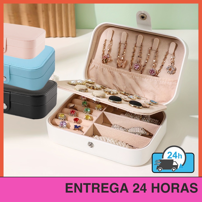 Porta Joia Caixa de Joia Colar Anel Brinco Portátil Viagem