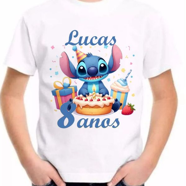 Camiseta aniversário stitch, blusa lilo e stitich personalizada com ...