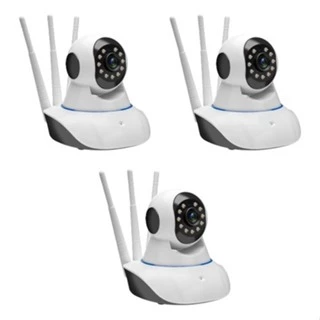 Kit 3 Câmeras Segurança Baba Eletronica 360 Ip Wifi Wireless Robô Visão Noturna Yoosee Full HD