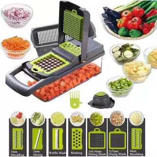 Cortador e Ralador De Vegetais Mandoline, Com Lâminas Intercambiáveis, Cesto E Recipiente