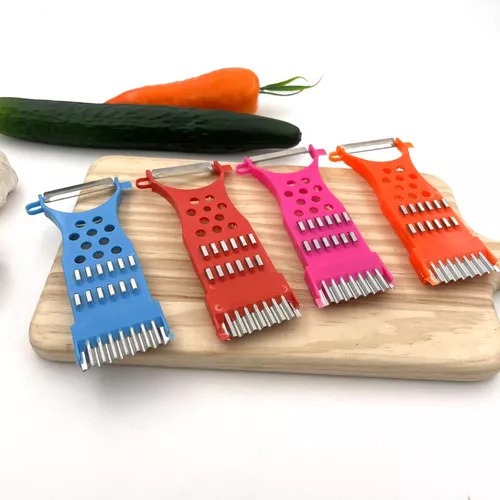 Kit com 10 Descascador Ralador Fatiador Frutas e Legumes 5 em 1