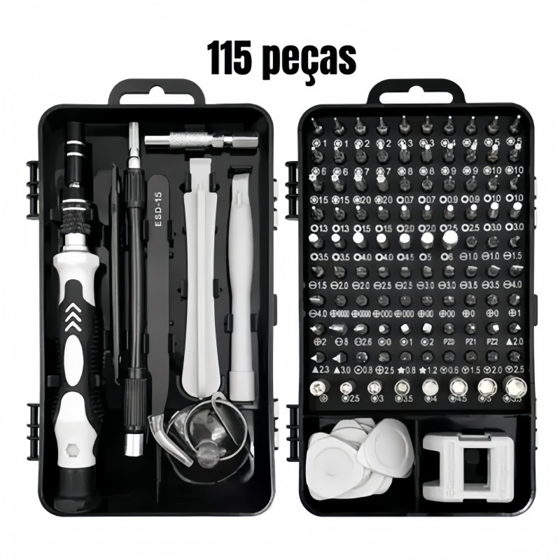 Kit Ferramentas 115 Peças Jogo Mini Chaves Precisão Multiuso Celular Notebook Tablet