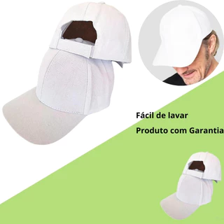 Boné Branco Liso Algodão Tecido BRIM