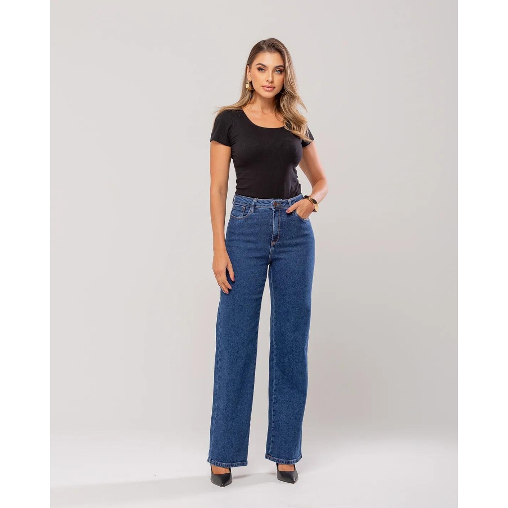 Calça Consciência Jeans Modelo Wide Leg | Shopee Brasil