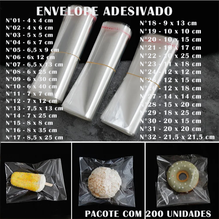 Saco Adesivado Transparente C/ Aba Adesiva Abre e Fecha - 200 Unid.