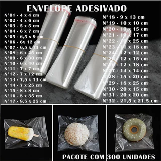 Saco Adesivado Transparente C/ Aba Adesiva Abre e Fecha - 300 Unid.