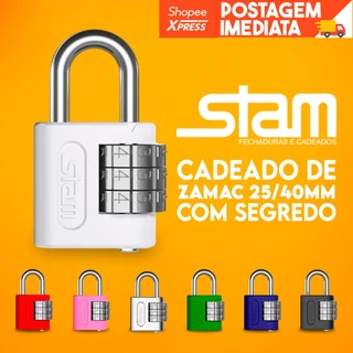 Cadeado Stam Original com Senha Segredo 25mm/40mm (Escolha sua Cor) | Mala, Mochilas, Armários