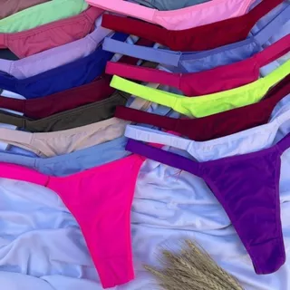 Kit 5 Calcinhas Langerie Fio Duplo Levanta Bumbum Tanga Biquini Forro Algodão
