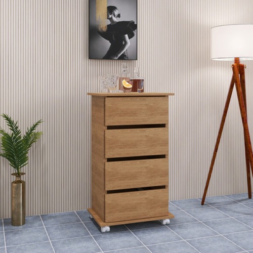 Gaveteiro Organizador Escritório Home Office 4 Gavetas Com Rodinha