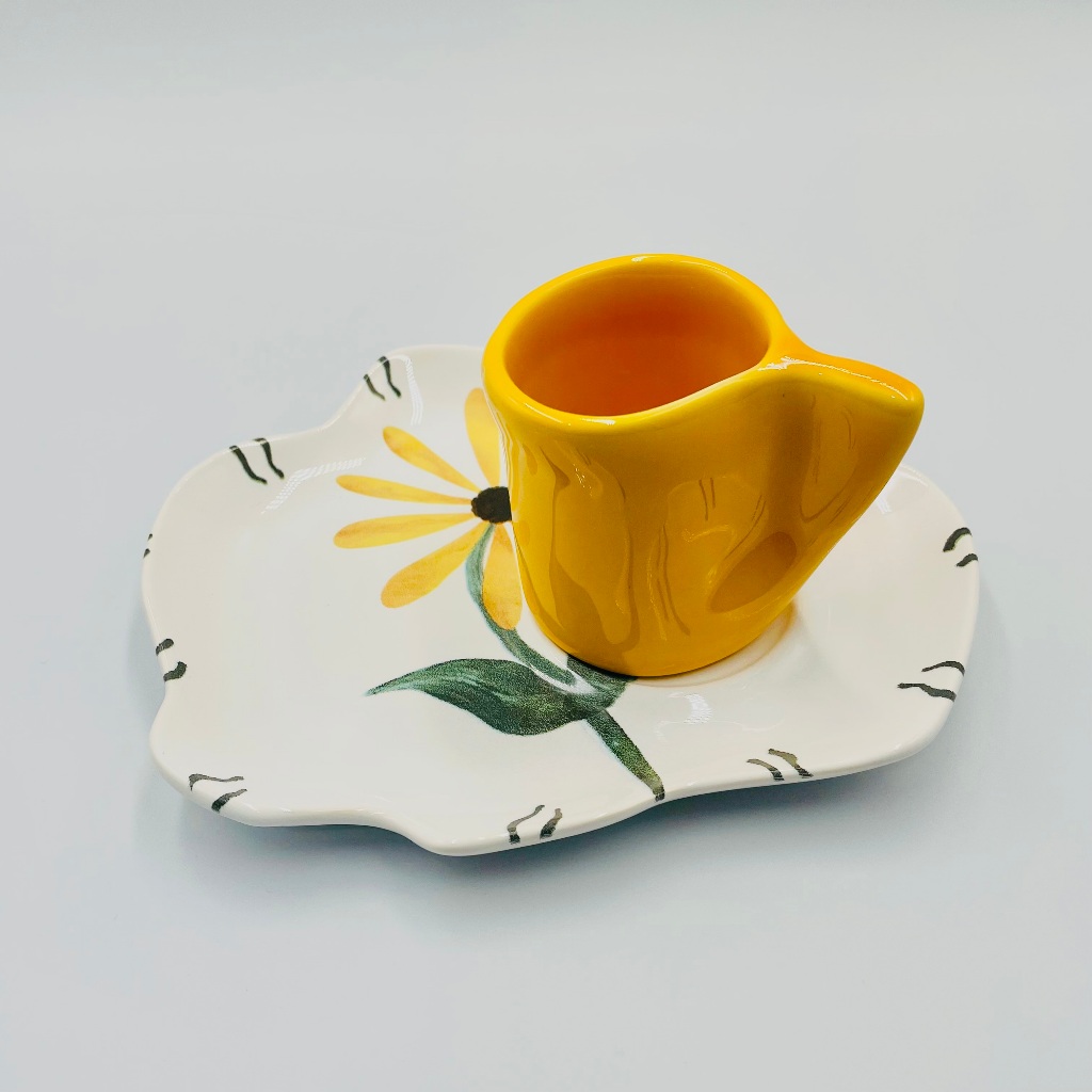oldsea 花Rim.プレス 2個セット Xícara de café + pires Playful Flowers digital - Scalla 1ª Linha