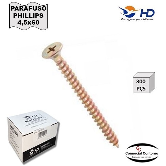 Parafuso Phillips HD Ferragens 4.5x60 Caixa c/300 unidades