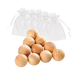 100 Bolas madeira uso aromático protetor contra bolor fungos + 5 saquinhos de organza