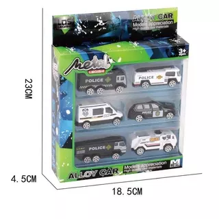 KIT CARRINHO POLICIA 6 PEÇAS Miniatura Carrinho de Ferro policia diversos modelos carrinho de metal