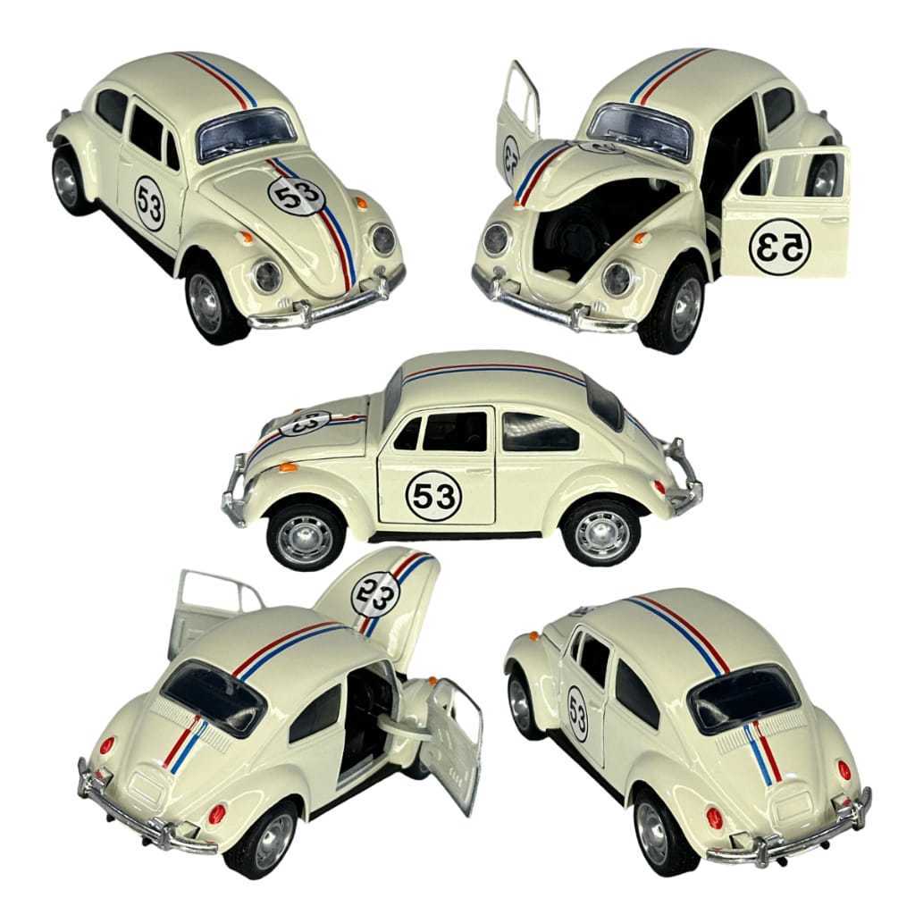Fusca Herbie 53 miniatura Abre Portas e Capô Coleção Colecionador