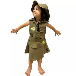 Fantasia Infantil Adulto Safari Selva Festa Menina Caçadora