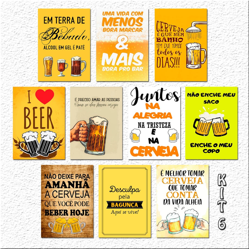 Quadros para decoração de are de churrasco - área lazer - tema buteco  boteco - Frase engraçadas amigos - kit 10 placas 13x20cm | Shopee Brasil