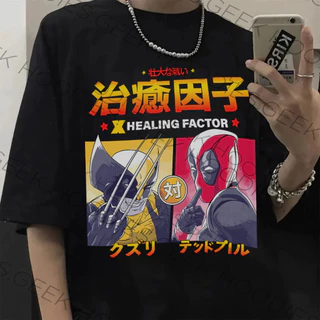Camiseta Basica Algodao Deadpool vS Wolverine Healing Factor Meme Filme Unissex