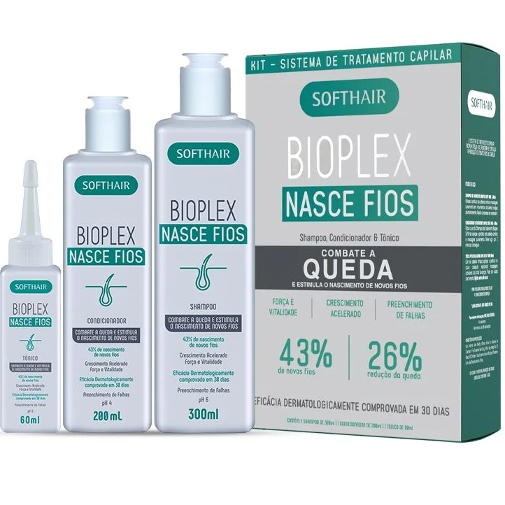 Kit Bioplex Nasce Fios - Shampoo, Condicionador e Tônico capilar