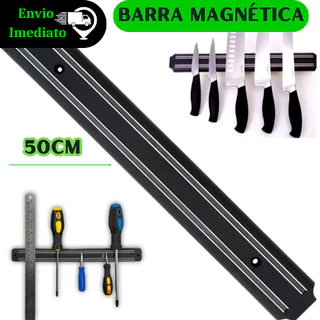 Barra Imã Magnética Suporte Parede para Facas Ferramentas Utensílios Domésticos Original Acompanha Parafuso e Bucha Ideal para Área de Churrasqueira, Cozinha e Area de Serviço