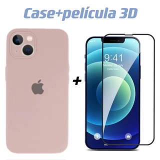 Kit Capa+película 3D cilicone aveludada com proteção de câmera iPhone 14 iphone 14pro iPhone 14promax com película 3D