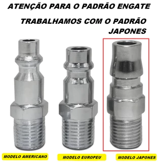 1 PEÇA - Conector Para Engate Rápido em aço cromado rosca padrao BSP - PADRÃO, MODELO JAPONES