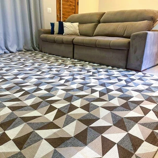 Tapete 2,00 M X 3,00 M Para Sala Quarto Escritório Antiderrapante Geométrico