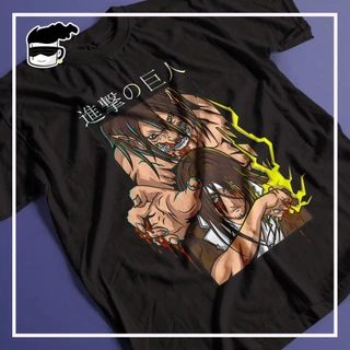 Camiseta Attack on Titan Eren Jeager Unissex Camisa Anime Shingeki no Kyojin 100% Algodão