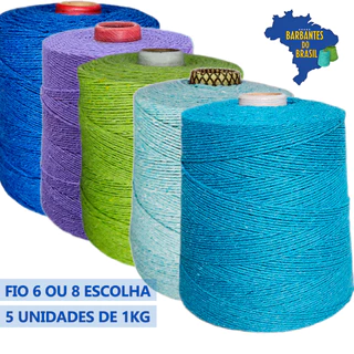 Kit Linhas de Barbantes Para Croche e Tricô com 5 unidades Kit com 5 Barbante Fio 6 e Fio 8 Escolha as Cores